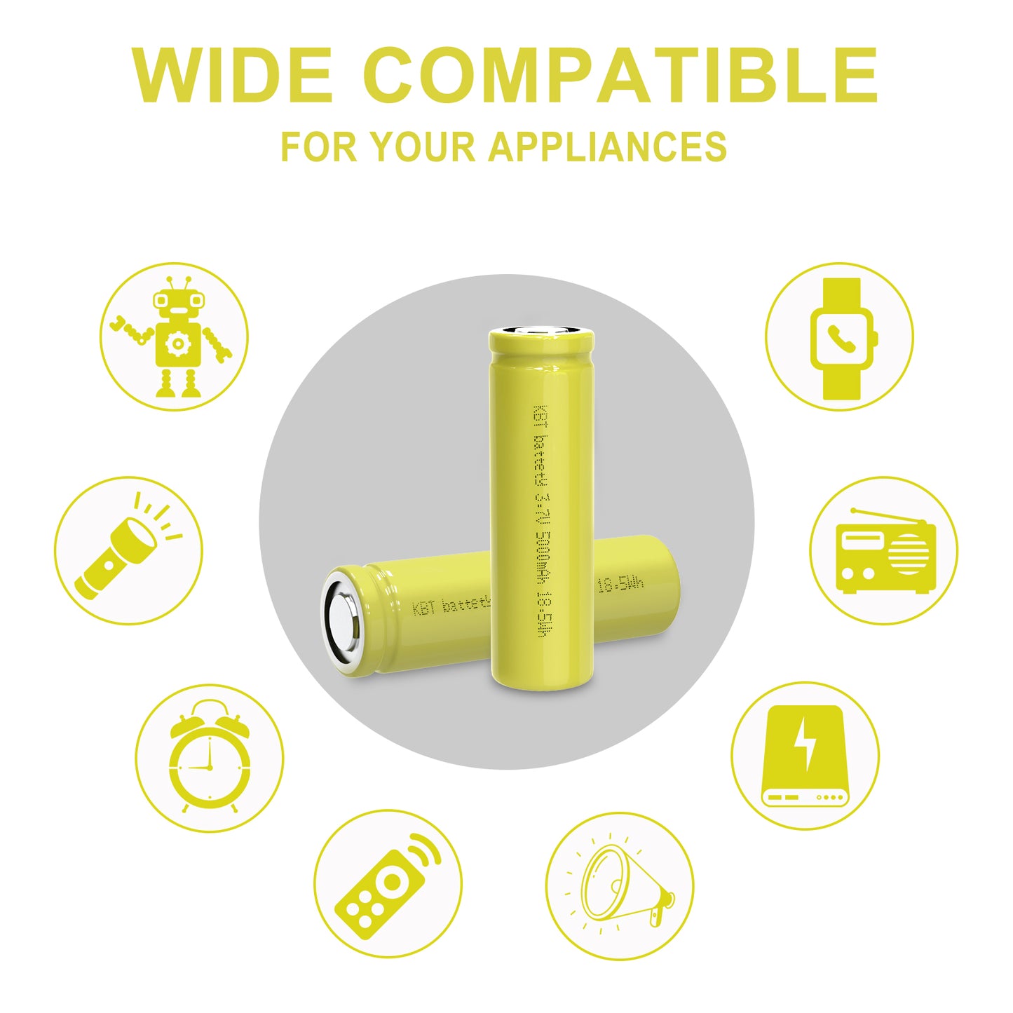 KBT 21700 Rechargeable Battery, 3.7V 5000mAh, Flat Top- 2 Pack