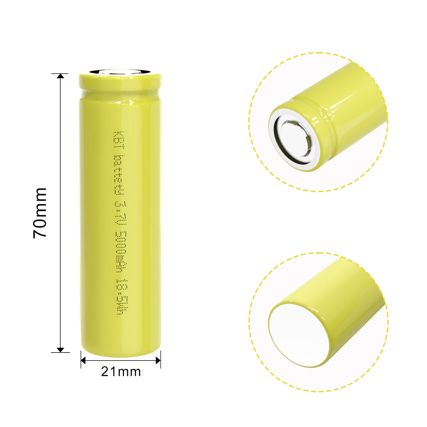 KBT 21700 Rechargeable Battery, 3.7V 5000mAh, Flat Top- 1 Pack