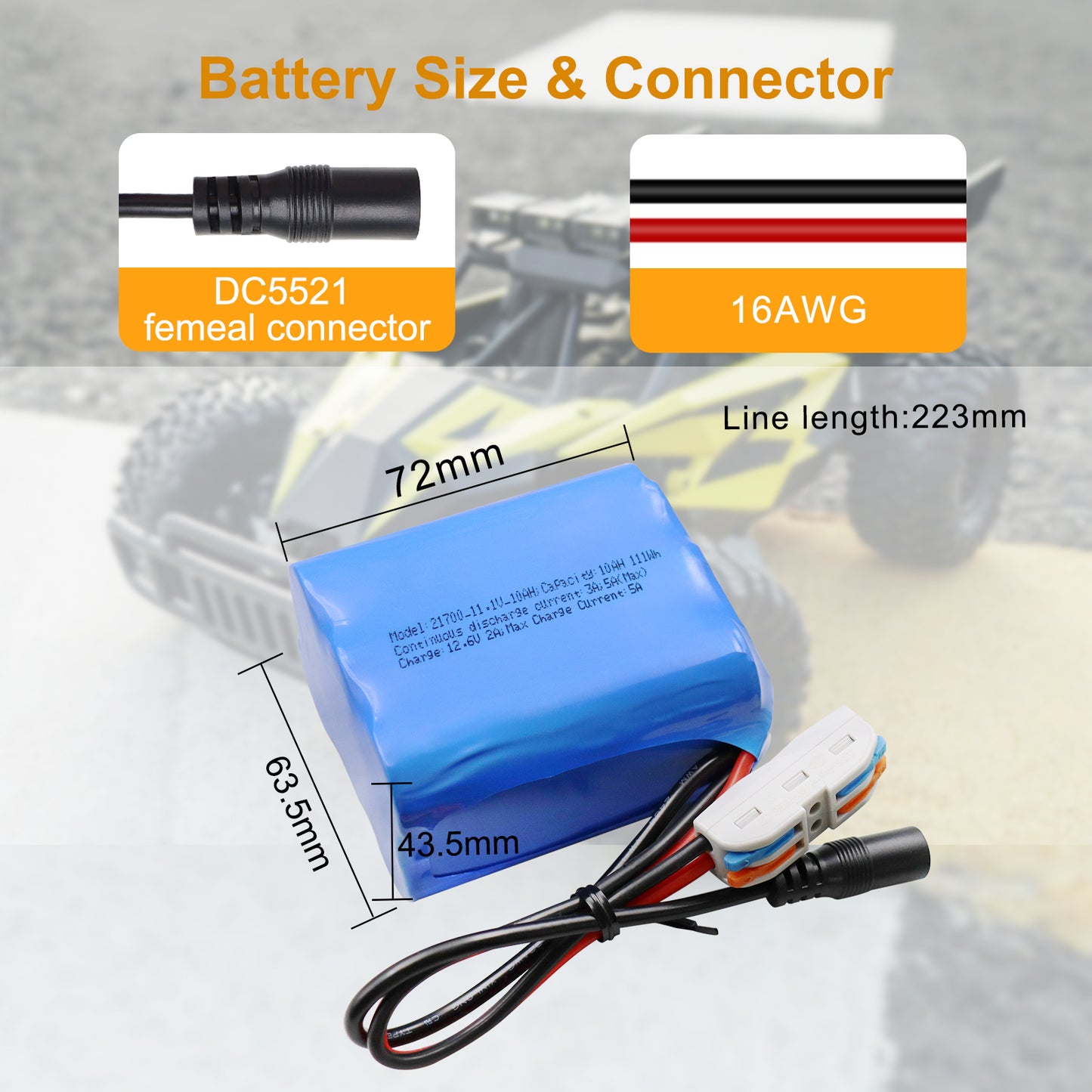 KBT 12V 10000mAh Rechargeable Li-ion Battery, Bare Leads Wire Replacement Battery Pack with 12V Charger Compatible for 12Volt Devices RC Car, Boat, Robot, DIY, LED Light Kit