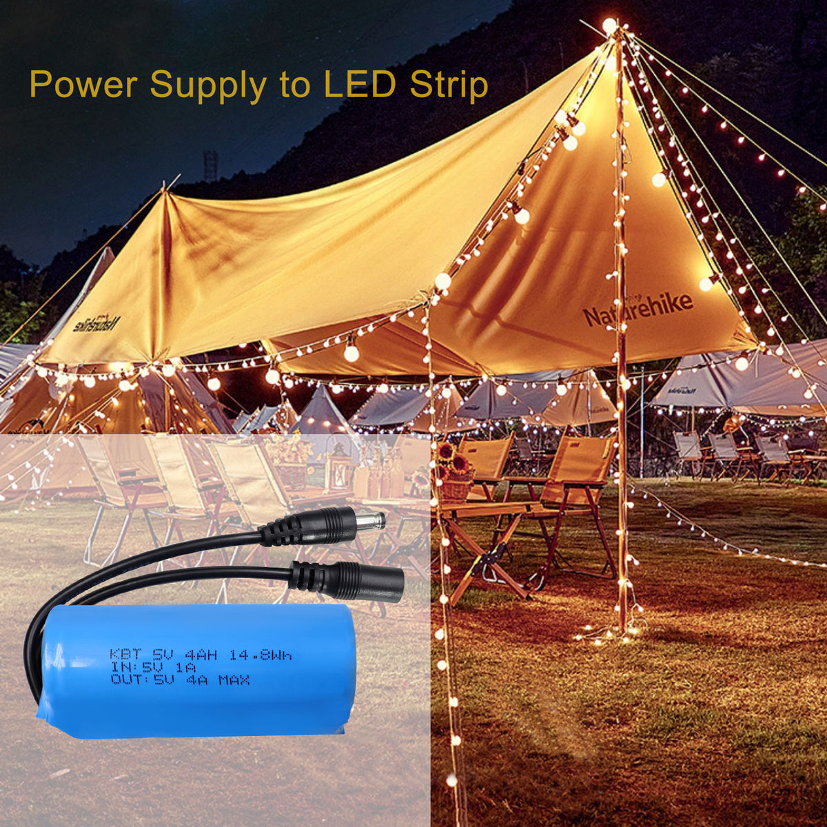 KBT 5V 4Ah Battery Pack with Charger & DC5521 Connector Cable for 5Volt Devices RC Car, Robot, DIY, LED Light Strip