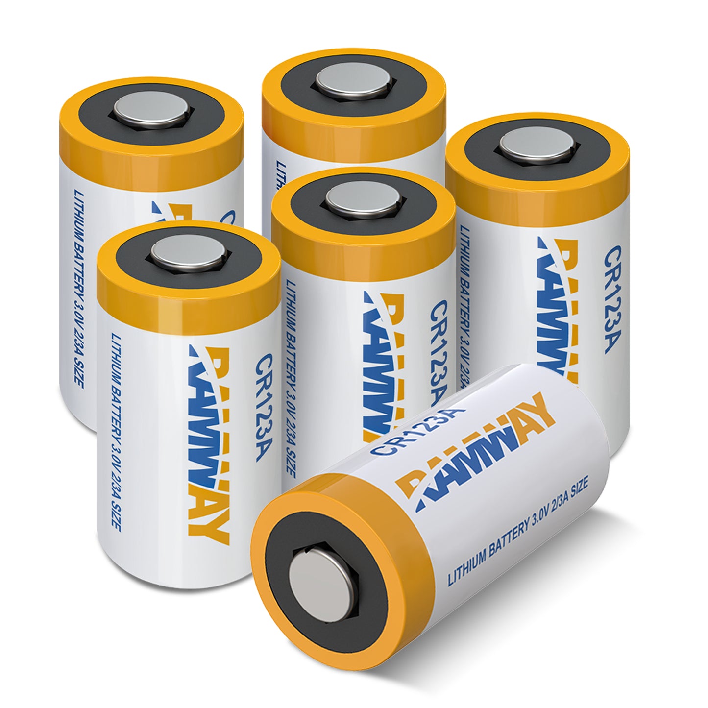 RAMWAY CR123A 3V Lithium Battery 6 Pack, High Power 1500mAh, Photo Camera Lithium Battery, 10 Years Shelf Life Long-Lasting for Home Safety Security Devices, High-Intensity Flashlights