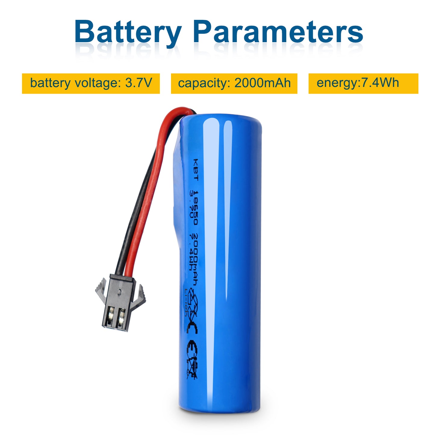 KBT RC Car Lithium Battery: 3.7V 2000mAh Rechargeable Li-ion Battery with SM -2P Plug & Charging Cable for RC Cars, Boat Spare Parts -2 Pack