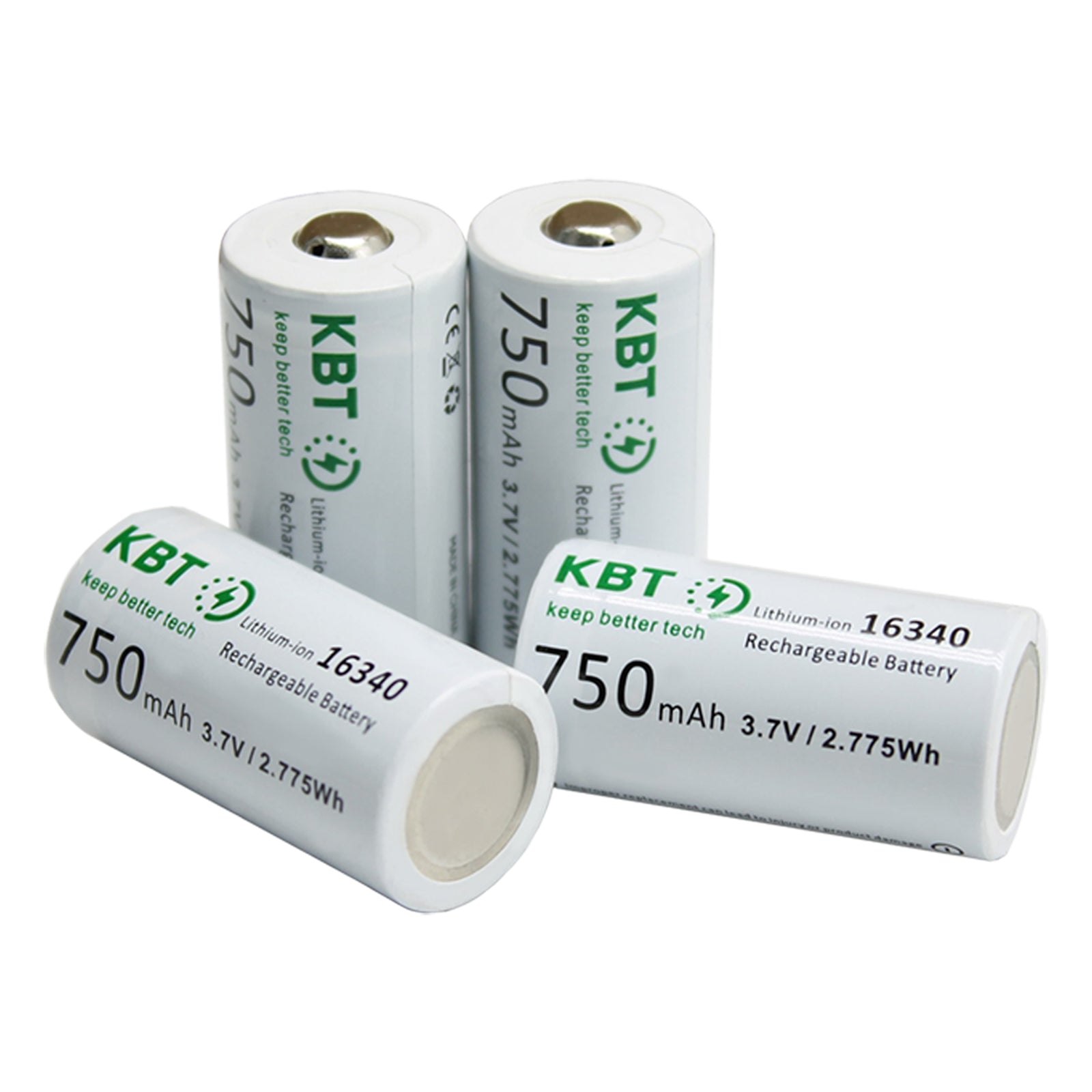 KBT 3.7V 750mAh 16340 Rechargeable Battery ( CR123A Batteries