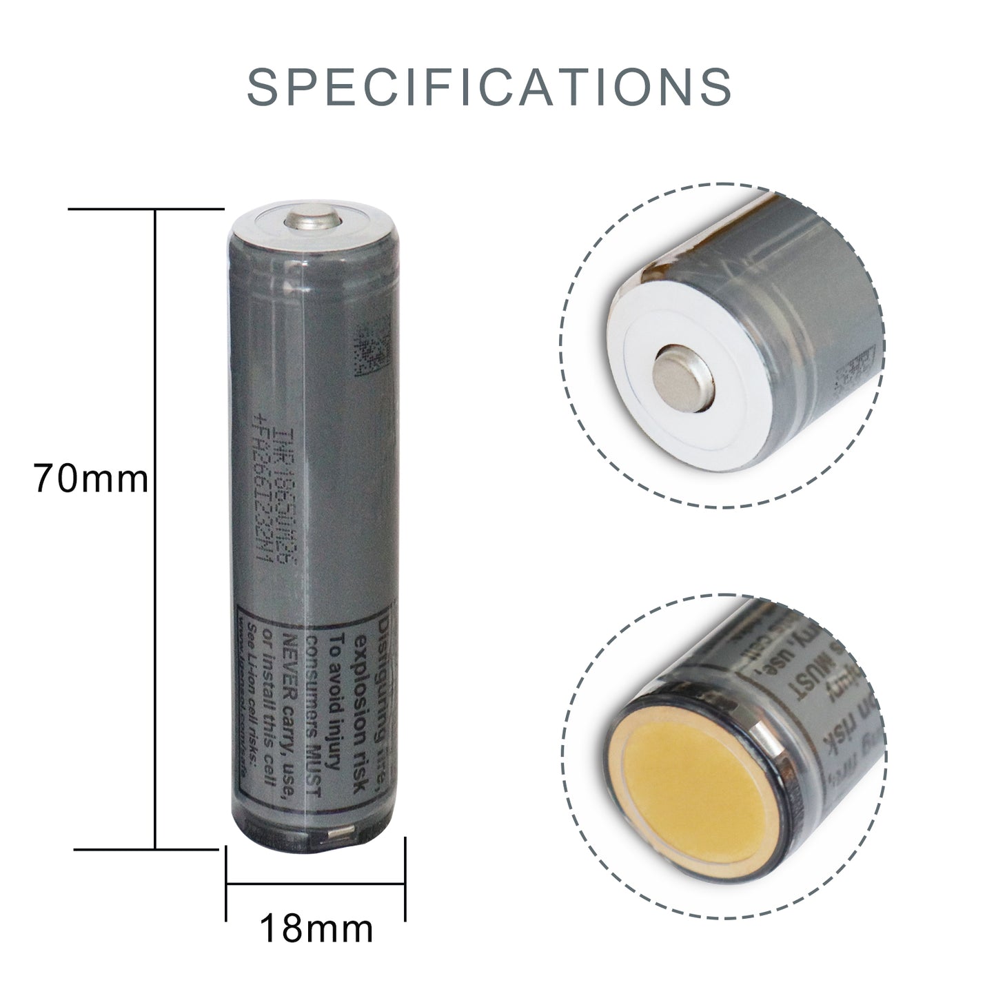 3.7V 2600mAh Protected 18650 Rechargeable Battery, Button Top, with Protection PCB, LG Cells- 2pack