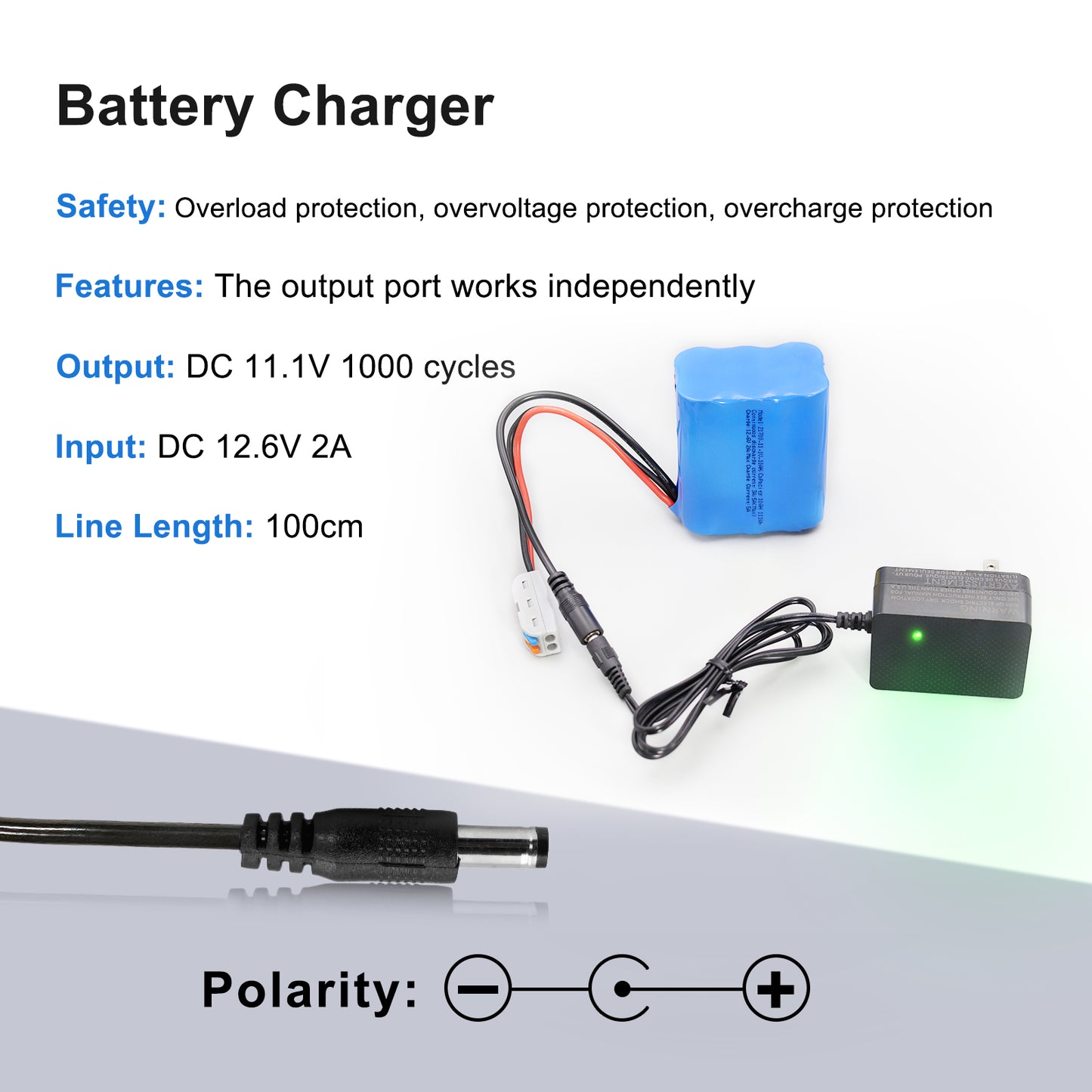 KBT 12V 10000mAh Rechargeable Li-ion Battery, Bare Leads Wire Replacement Battery Pack with 12V Charger Compatible for 12Volt Devices RC Car, Boat, Robot, DIY, LED Light Kit