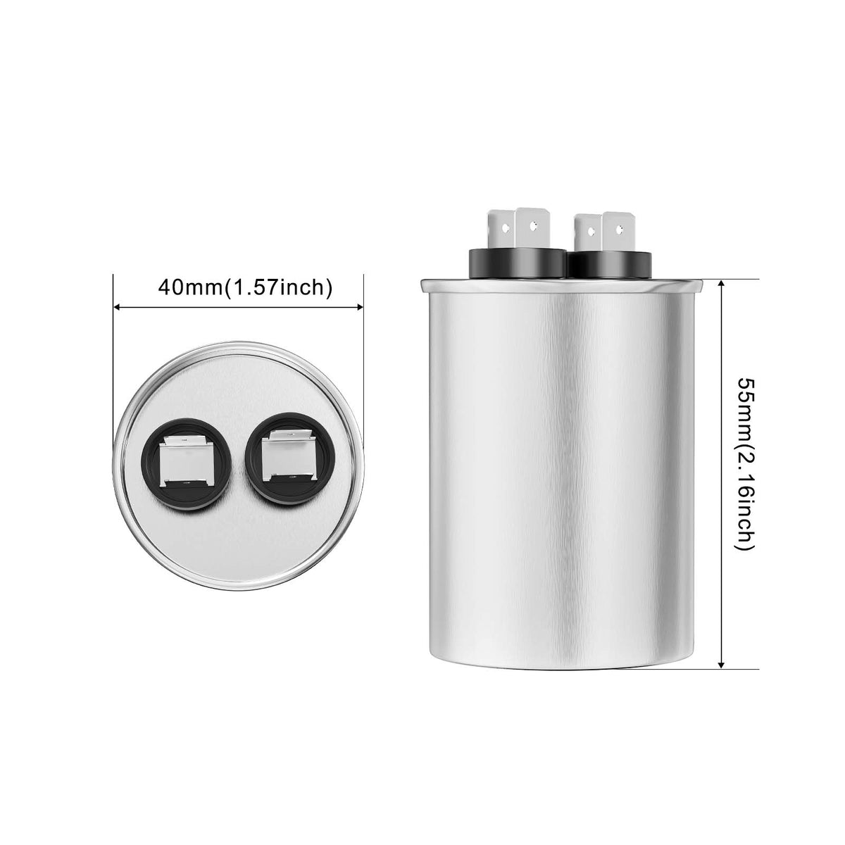 CBB65 5uF±5% Capacitor, 450V AC 50/60HZ,  Round Run Start Capacitor for AC Unit Fan Motor Start or Pool Pump or Air Condenser Straight Cool