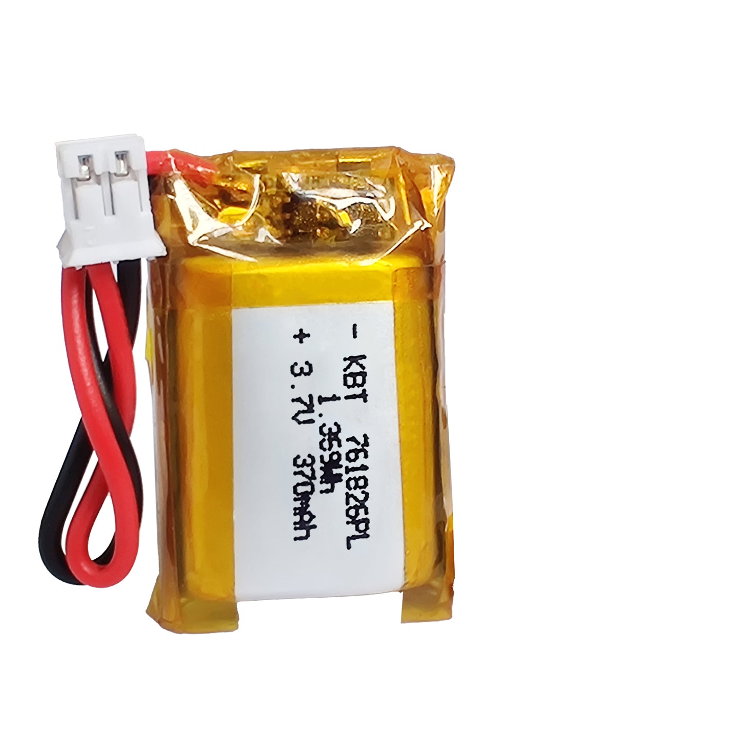 KBT 761826PL 3.7V 370mAh Li-Polymer Rechargeable Battery with 2Pin 2.0 JST Connector