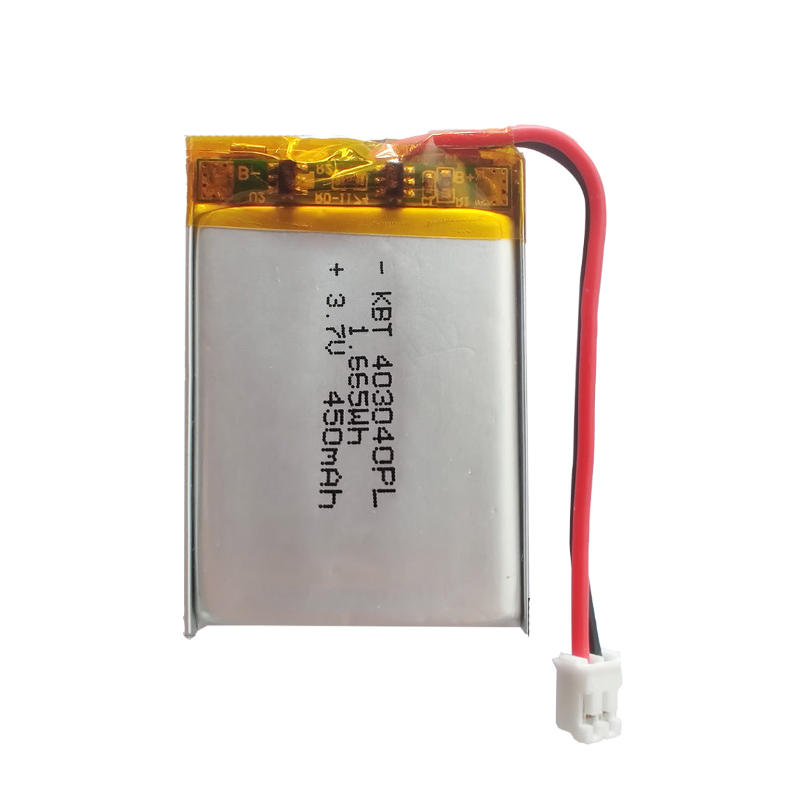 KBT 403040PL 3.7V 450mAh Li-Polymer Rechargeable Battery with 2Pin 2.0 JST Connector