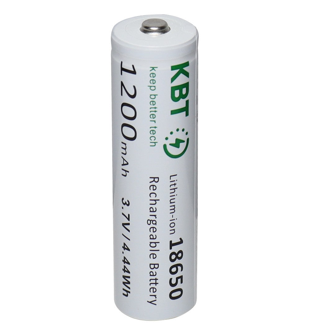 KBT 3.7V 1200mAh 18650 Rechargeable Battery, Button Top