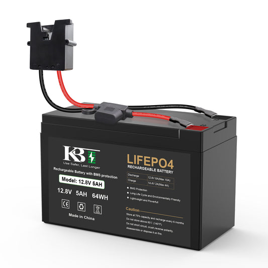 KBT 12V 5Ah Rechargeable LiFePO4 Lithium Battery Replacement for Fisher Price Powered Wheels 12 Volt Battery, Ride-On Vehicles, with Fuse & 10A Battery BMS
