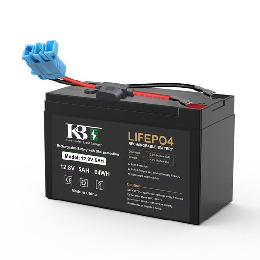 KBT 12V 5Ah Rechargeable LiFePO4 Lithium Battery for Peg Perego Tractor John Deere Gator XUV Polaris RZR 900 Polaris Slingshot Gaucho Rock'in Kids Ride On Car Toys 12Volt Battery Replacement