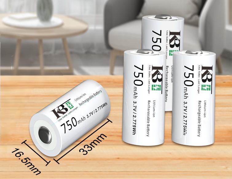 KBT 3.7V 750mAh 16340 Rechargeable Battery ( CR123A Batteries ) for Arlo Camera, Button Top