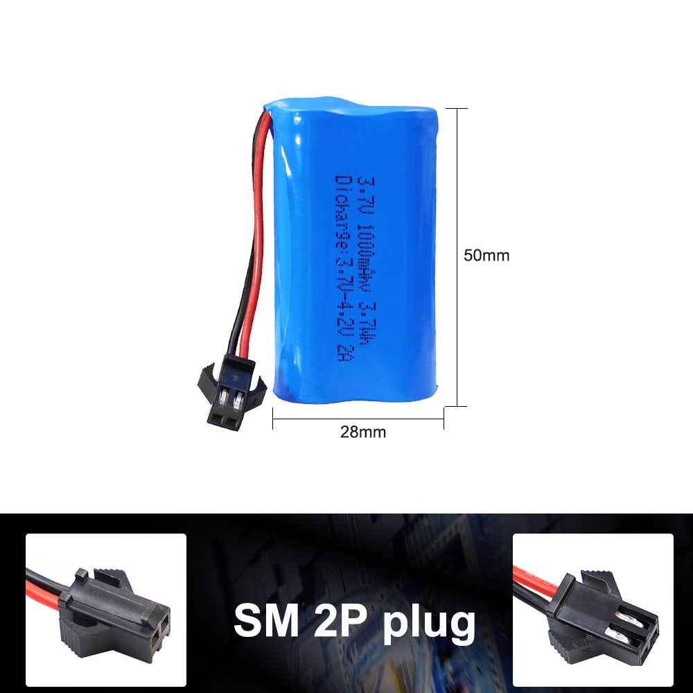 KBT 3.7V 1000mAh Li-ion Battery, SM-2Pin Plug, with Charging Cable, for RC Car Toys