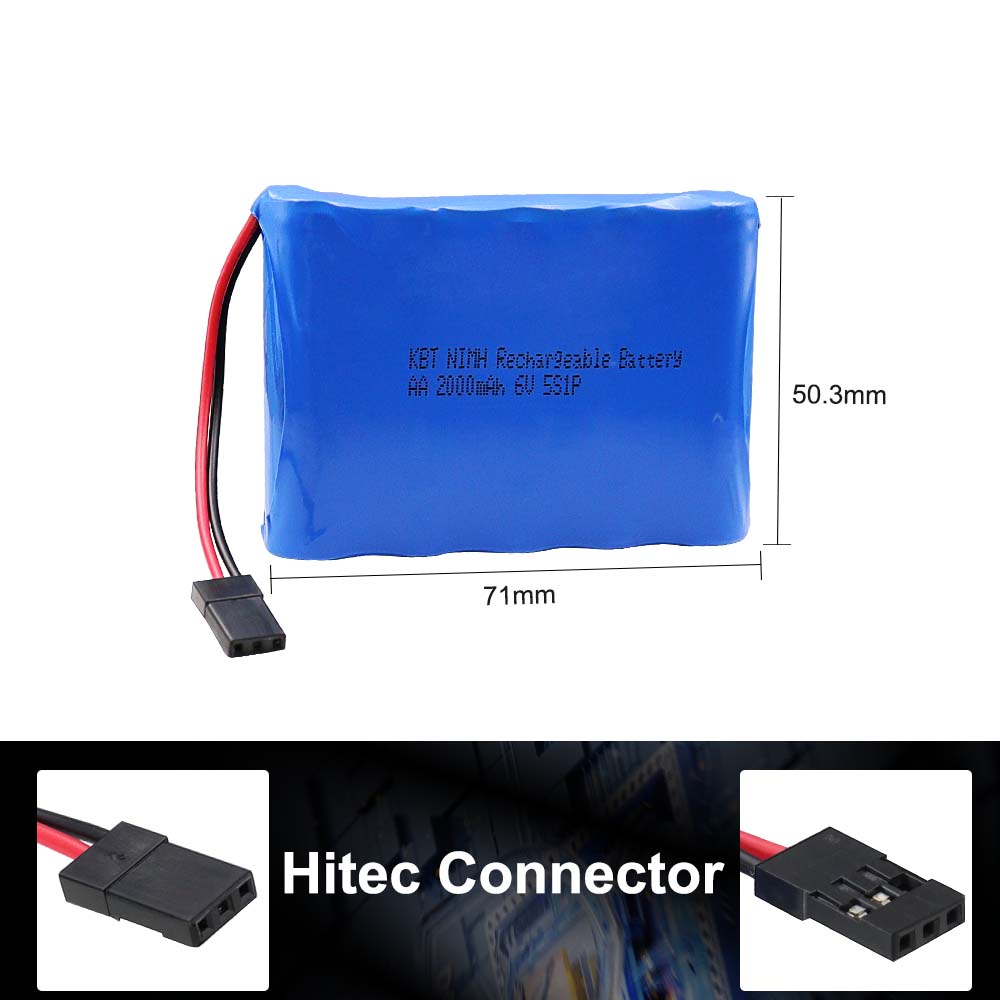 KBT 6V 2000mAh NiMH Receiver RX Battery with Hitec Connectors for RC Airplanes/RC Aircrafts