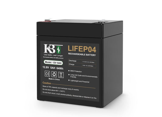 KBT 12V 5Ah Rechargeable LiFePO4 Battery for Ride On Car, Security Alarms, Garage Door Openers for Chamberlain, Genie, Liftmaster, Craftsman