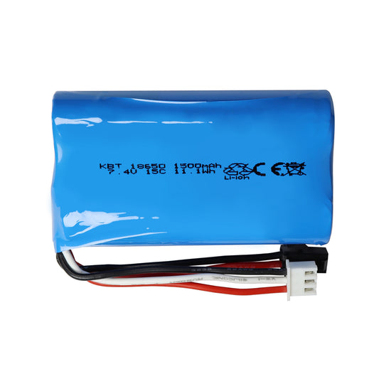 KBT RC Car Lithium Battery: 7.4V 1500mAh Rechargeable Li-ion Battery, 15C High Drain Discharge Batteries for RC Cars, Boat Spare Parts Accessories