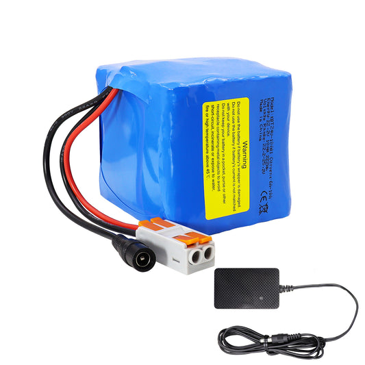 KBT 24V 10Ah Rechargeable Lithium Battery with Charger, Charging Cable, Cable Connector