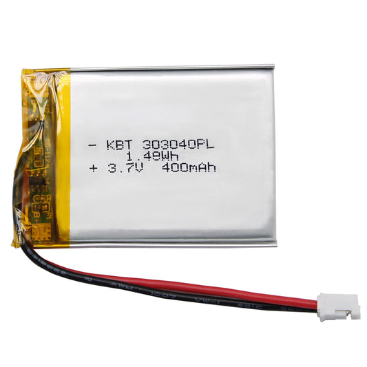 KBT 303040PL 3.7V 400mAh Li-Polymer Rechargeable Battery with 2Pin 2.0 JST Connector