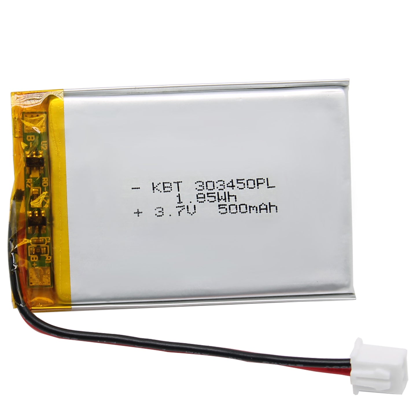 KBT 303450PL 3.7V 500mAh Li-Polymer Rechargeable Battery with 2Pin 2.54 JST Connector