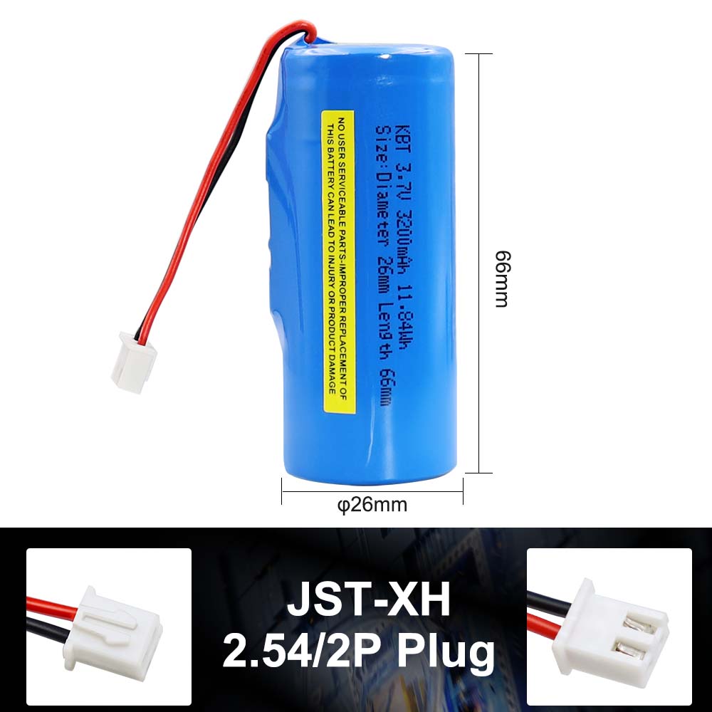 KBT 3.7V 3200mAh Li-ion Battery, JST 2Pin 2.54 Plug Connector for RC Car Toys