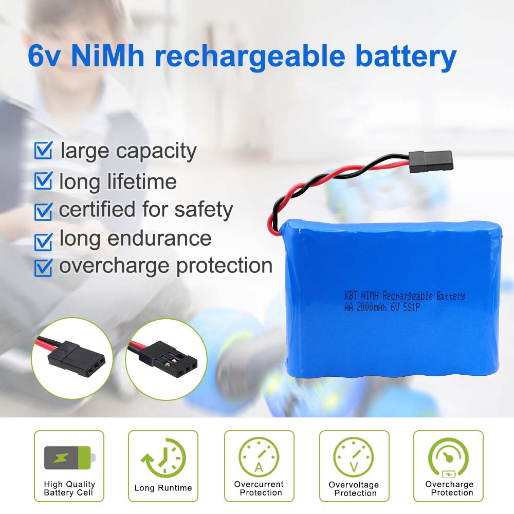 KBT 6V 2000mAh NiMH Receiver RX Battery with Hitec Connectors for RC Airplanes/RC Aircrafts
