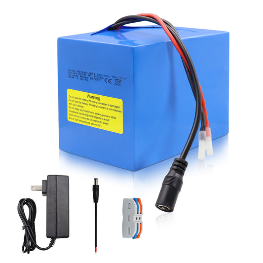 KBT 24V 8Ah Rechargeable Lithium Battery with Charger, Charging Cable, Cable Connector, Boom Box Speaker, DIY Project