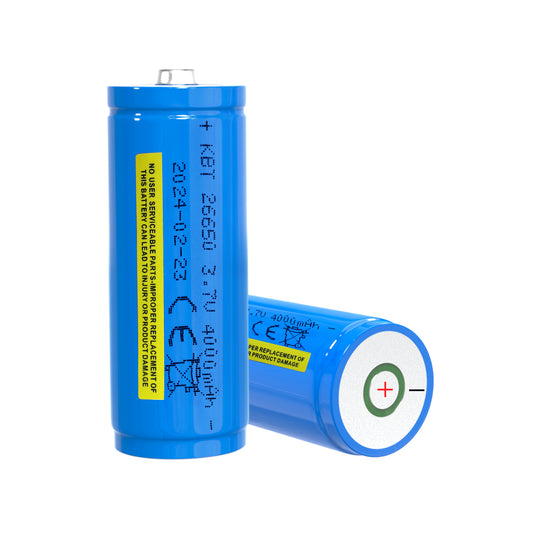 KBT 26700 Flashlight Battery (Positive & Negtive in The Same End) Button Top 3.7V 4000mAh Battery with Protection Board - 1Pack