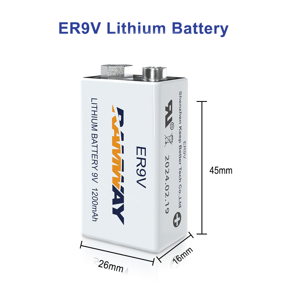 KBT 9V Lithium Battery 2 Pack, High Performance 1200mah Non-Rechargeable Batteries, 10 Years Shelf Life Lithium 9 Volt Smoke Detector Batteries for Smoke Alarms and Medical Equipment