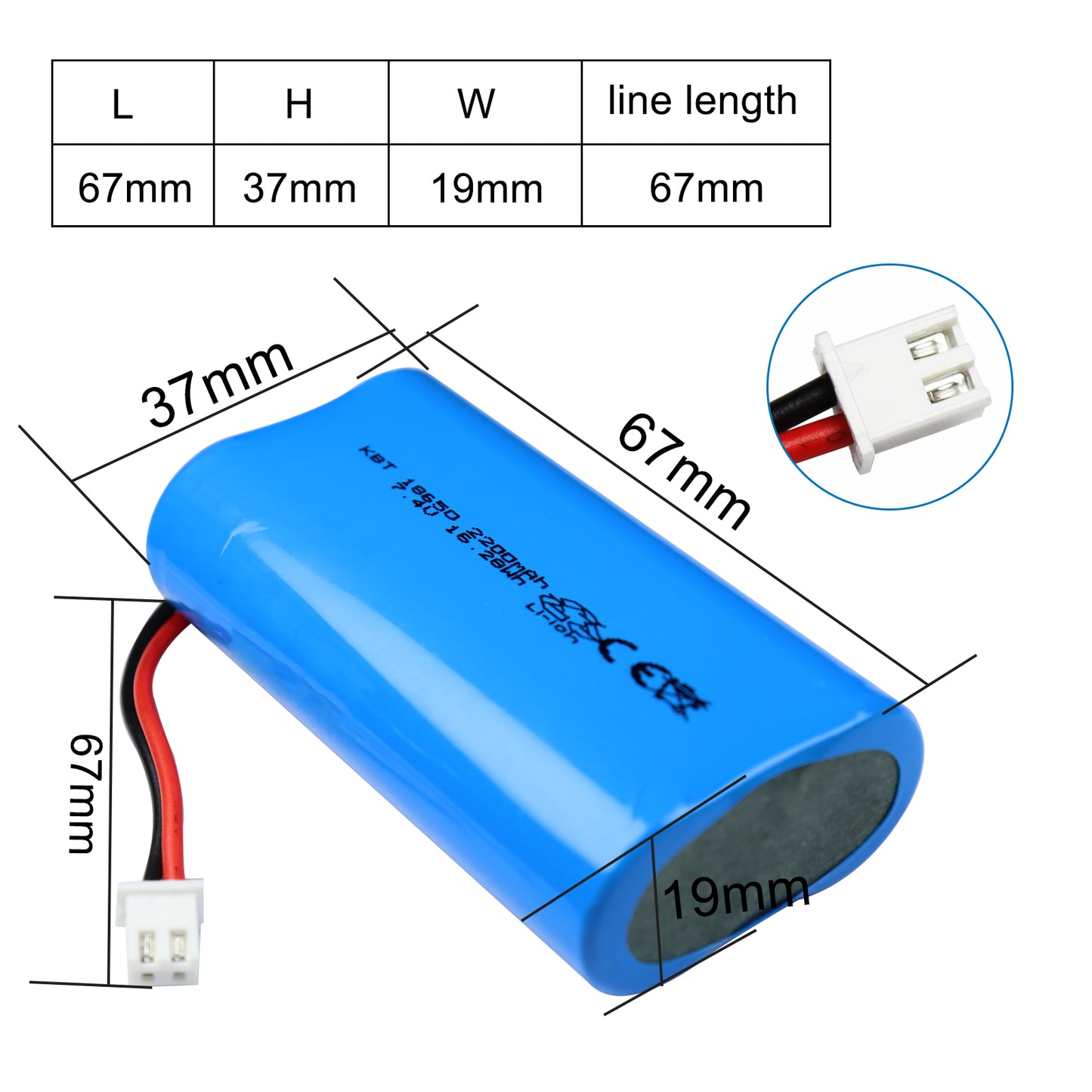 KBT 7.4V 2200mAh Rechargeable Li-ion Replacement Battery with JST Plug for Honeywell Alarm Lynx Touch K5109, L3000, L5000, L5100, L7000, 2Gig BATT1/ 1X/ 2X/ CNTRL2/ CP2, GCKIT311, Panel Alarm System