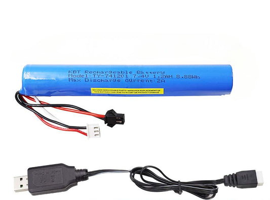 KBT 7.4V 1200mAh Li-ion Rechargeable Battery Pack with SM-2P Plug & XH-3P Charging Calbe Charge Plug for Toy Battery SRB1200 400