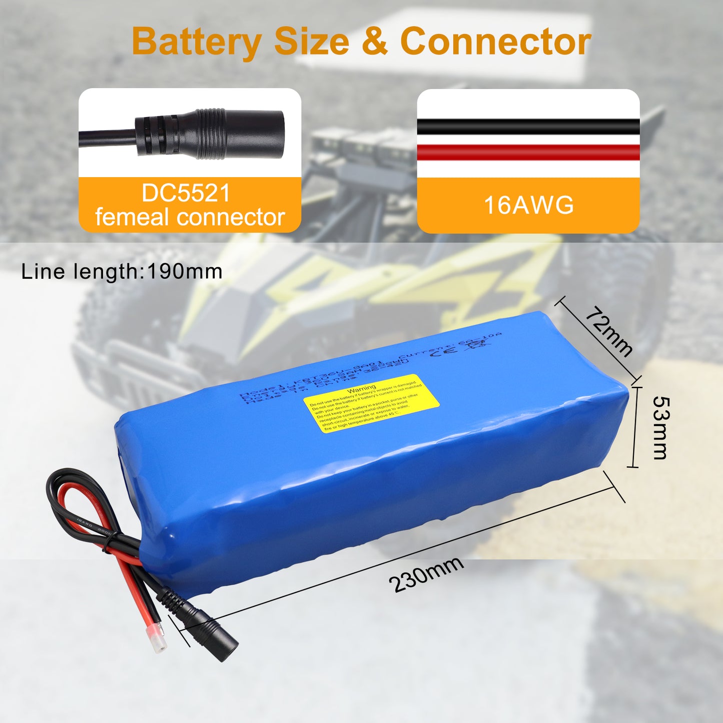 KBT 36V 8Ah Rechargeable Lithium Battery Pack, with Charger, Charging Cable, Cable Connector, Build-in 10A BMS