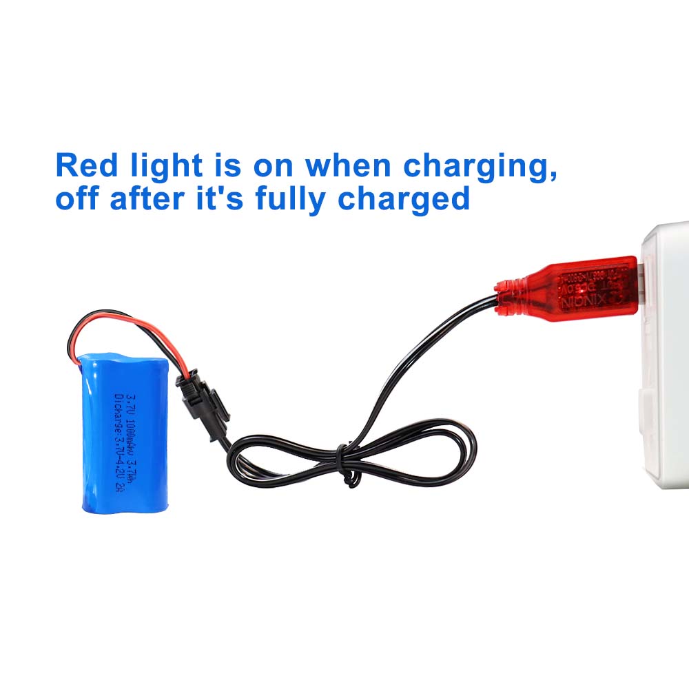 KBT 3.7V 1000mAh Li-ion Battery, SM-2Pin Plug, with Charging Cable, for RC Car Toys