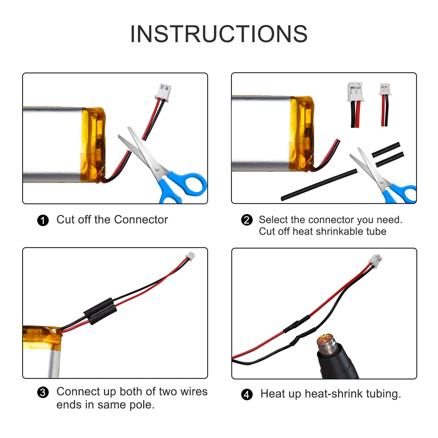 KBT 3.7V 3750mAh Li-Polymer Battery: 605584PL Lipo Rechargeable Lithium-ion Replacement Batteries with PH 2.0 JST Connector, PH 1.25/2.54 JST Connector for Replacement