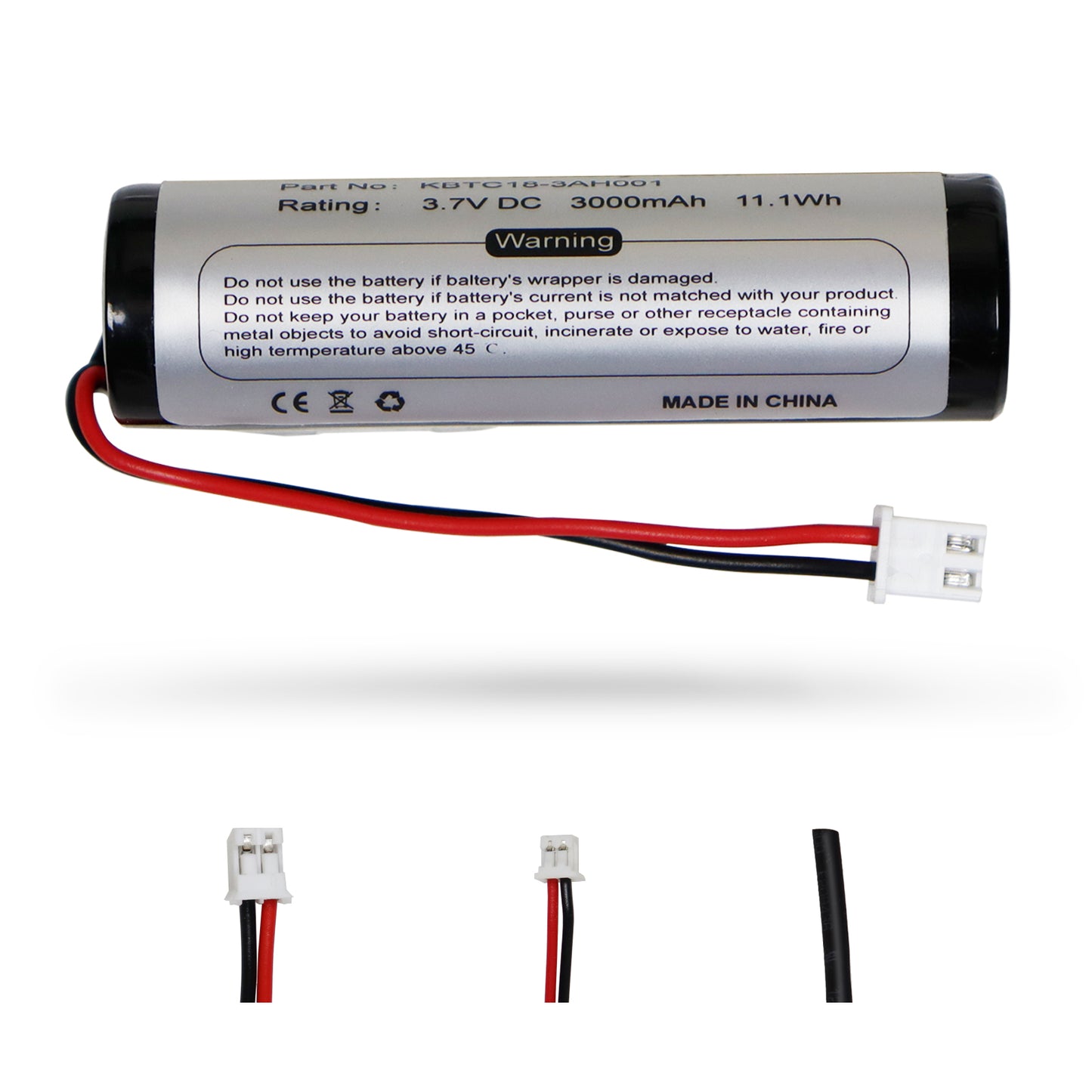 KBT 3.7V 3000mAh Rechargeable Li-ion Battery with JST 2.54 2Pin Plug, Charging Cable for Voice Power Amplifier, Speaker