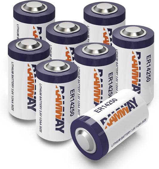 RAMWAY ER14250 3.6V Lithium Battery 1/2 AA Size 14250, 1200mAh High Capacity, Li-SOCL₂ Lithium Batteries for Dog Collar Meter Sensor Movement Monitor/Home Security System/Alarm System