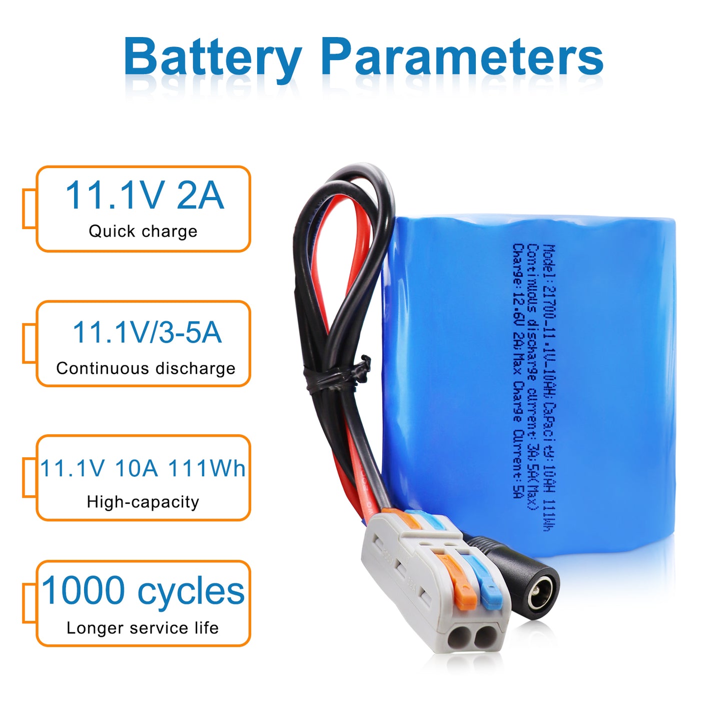 KBT 12V 10000mAh Rechargeable Li-ion Battery, Bare Leads Wire Replacement Battery Pack with 12V Charger Compatible for 12Volt Devices RC Car, Boat, Robot, DIY, LED Light Kit