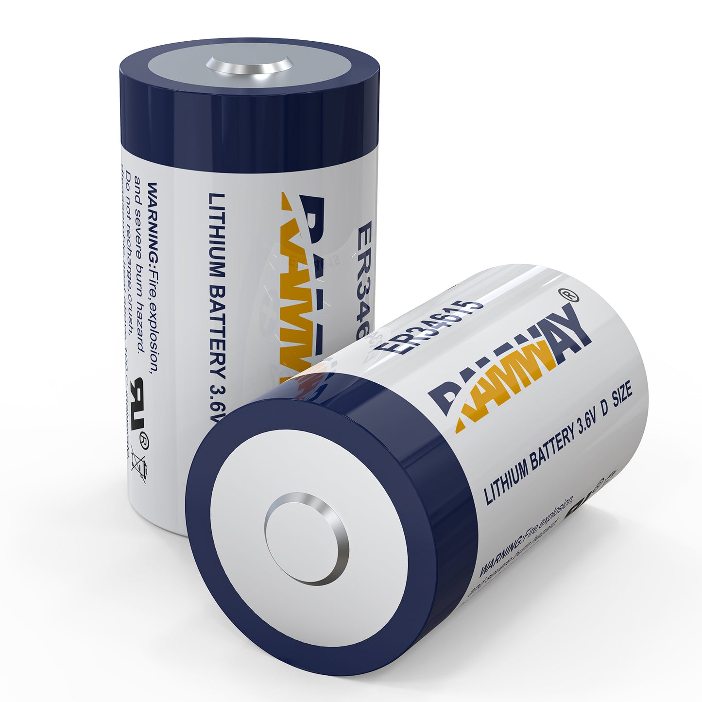 KBT 2Pack 3.6V ER34615 D Cell Batteries, 19000mAh High Capacity Li-SOCL₂ Non-Rechargeable D Size Battery