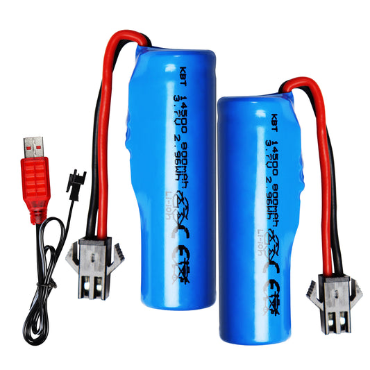 KBT RC Car Lithium Battery: 3.7V 800mAh Rechargeable Li-ion Battery with SM -2P Plug & Charging Cable for RC Cars -2 Pack