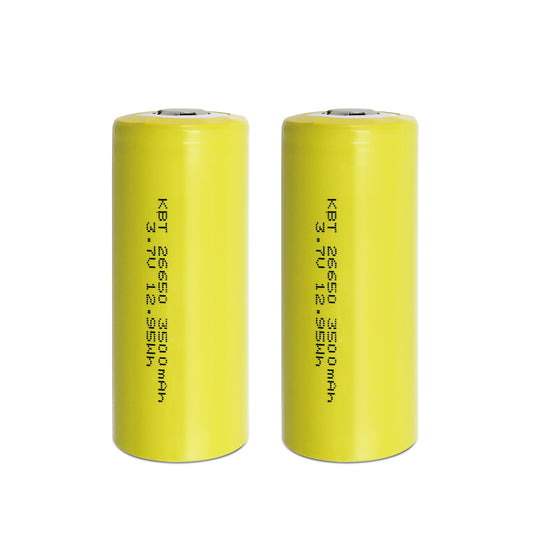 KBT 3.7V 3500mAh 26650 Rechargeable Battery, Flat Top - 2pack