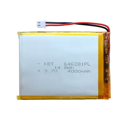 KBT 646281PL 3.7V 4000mAh Li-Polymer Rechargeable Battery with 2Pin 2.54 JST Connector
