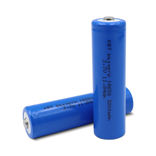 KBT 3.7V 3200mAh 18650 Rechargeable Battery, Button Top - 2pack