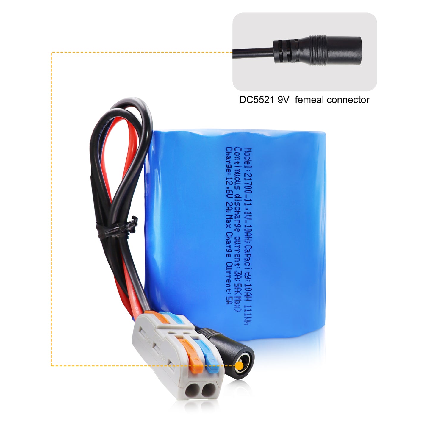 KBT 12V 10000mAh Rechargeable Li-ion Battery, Bare Leads Wire Replacement Battery Pack with 12V Charger Compatible for 12Volt Devices RC Car, Boat, Robot, DIY, LED Light Kit