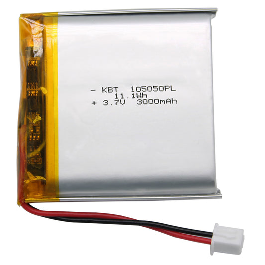 KBT 105050PL 3.7V 3000mAh Li-Polymer Rechargeable Battery with 2Pin 2.54 JST Connector