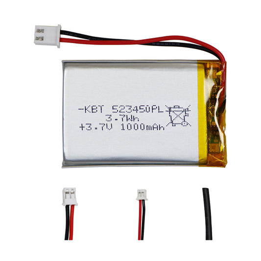 KBT 523450PL 3.7V 1000mAh Li-Polymer Rechargeable Battery with 2Pin 2.54 JST Connector