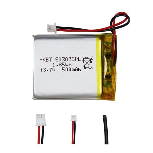 KBT 503035PL 3.7V 500mAh Li-Polymer Rechargeable Battery with 2Pin 1.25 JST Connector