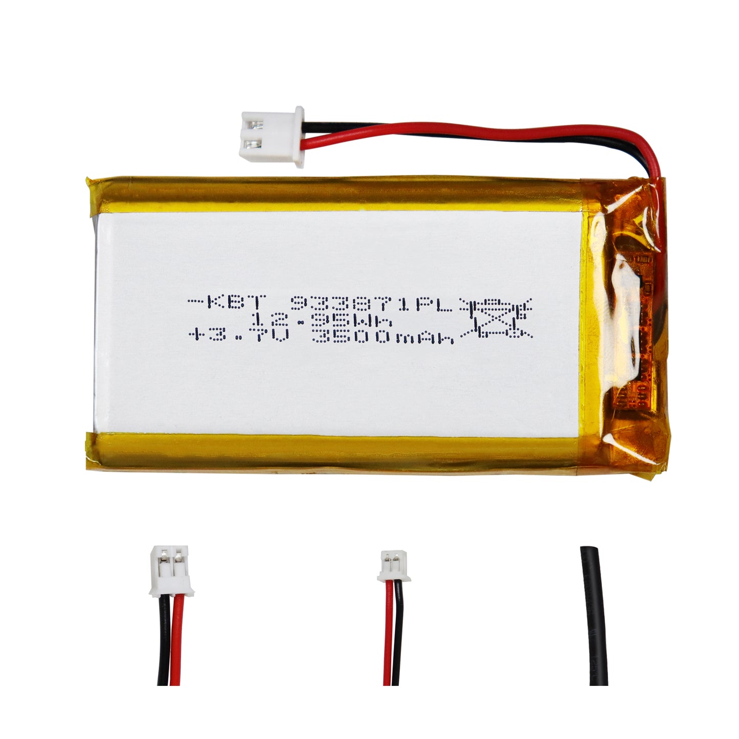 KBT 933871PL 3.7V 3500mAh Li-Polymer Rechargeable Battery with 2Pin 2.54 JST Connector