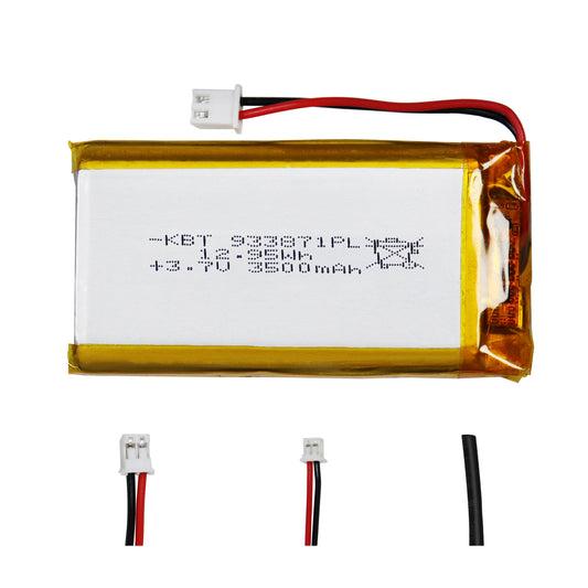 KBT 933871PL 3.7V 3500mAh Li-Polymer Rechargeable Battery with 2Pin 2.54 JST Connector