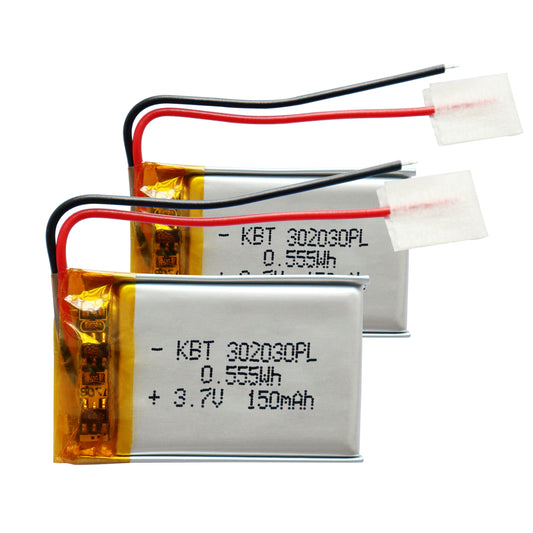 KBT 302030PL 3.7V 150mAh Li-Polymer Rechargeable Battery - 2Pack