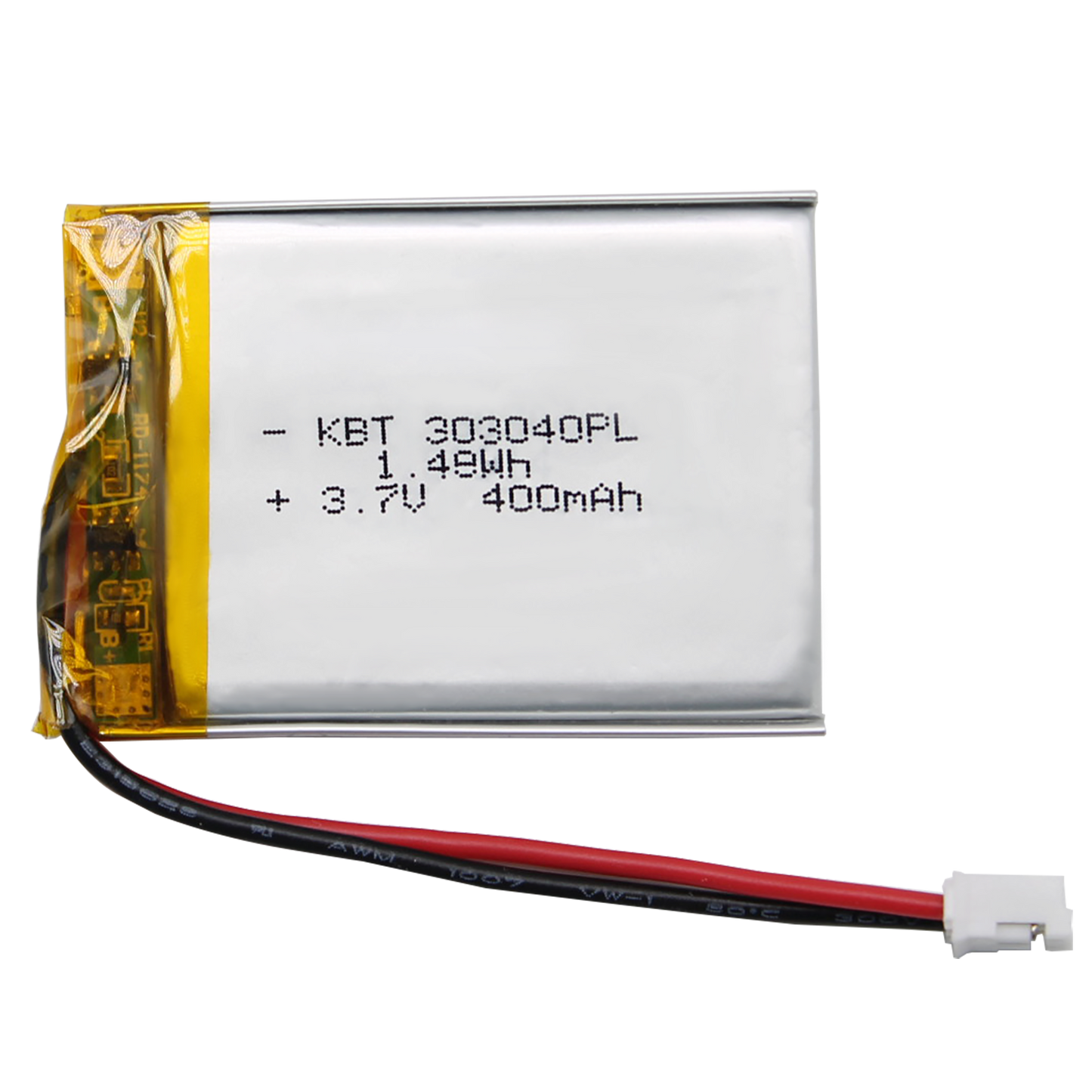 KBT 303040PL 3.7V 400mAh Li-Polymer Rechargeable Battery with 2Pin 2.0 JST Connector