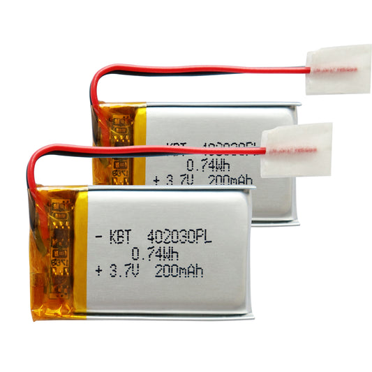 KBT 402030PL 3.7V 200mAh Li-Polymer Rechargeable Battery - 2Pack